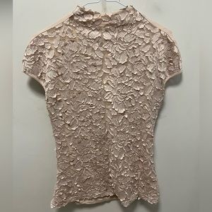 Gracia Net and Jersey Top Mock neck